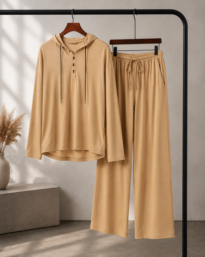 Hooded Linen Blend Lounge Set