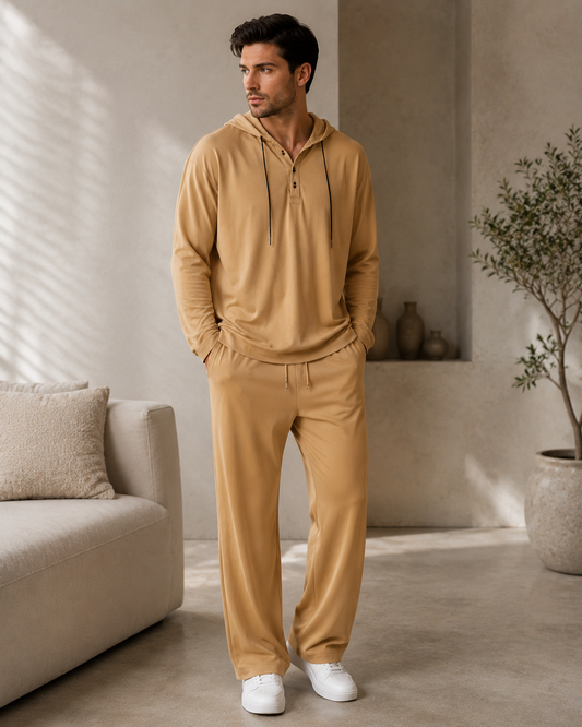 Hooded Linen Blend Lounge Set